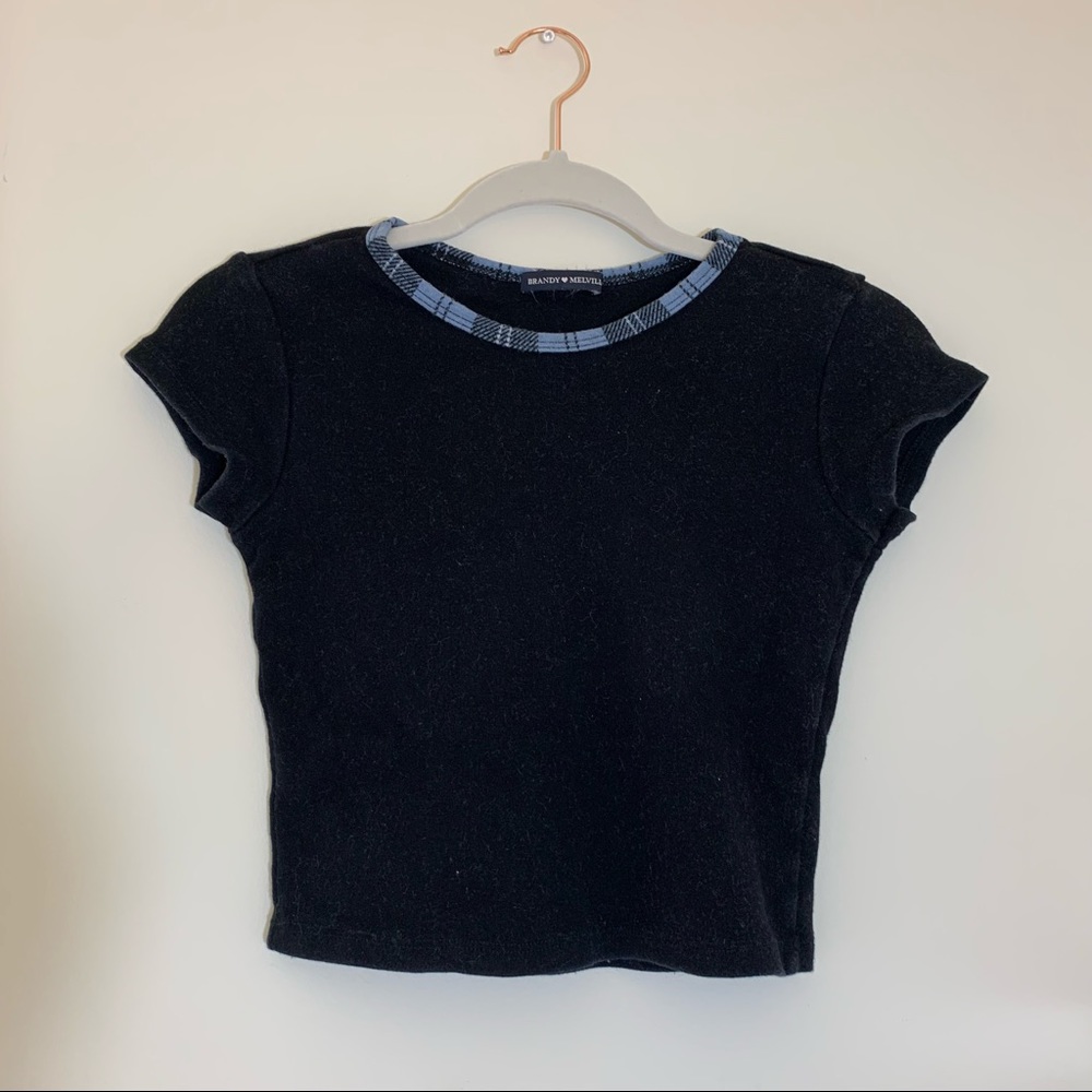 brandy melville blue plaid ashlyn top